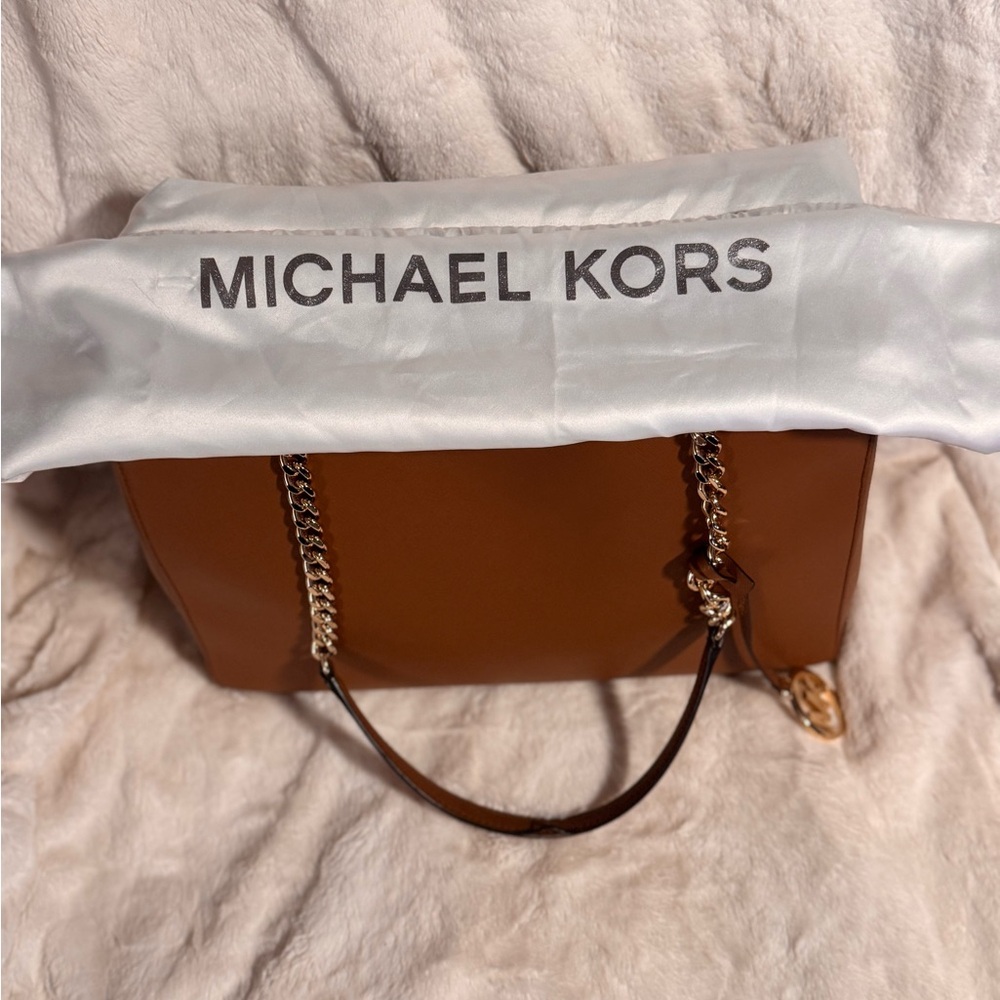 Michael Kors Susannah Leather Tote in Luggage with Gold Accents - Picture 2 of 12